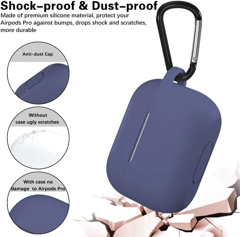 Lerobo Compatible with AirPods Pro 2 Case,Silicone AirPods Pro Case Cover,Waterproof Protective Cover for Airpod Pro Supports Wireless Charging with Carabiner Front LED Visible,Blue Gray - Image 5